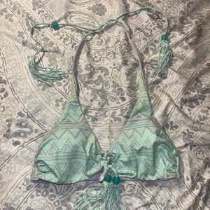 Pink Victoria’s Secret triangle beaded bikini top